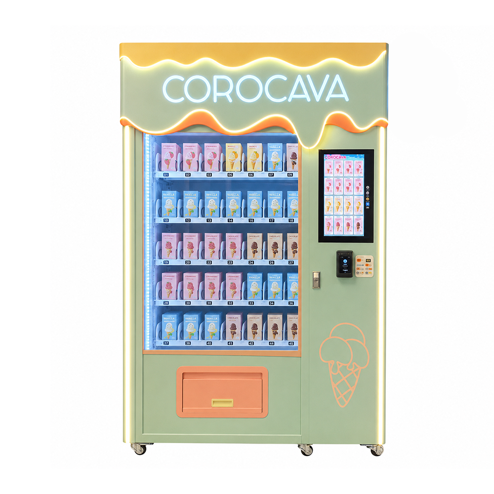 Distributeur automatique de crème glacée commerciale avec système d'ascenseur pour centres commerciaux et lieux publics